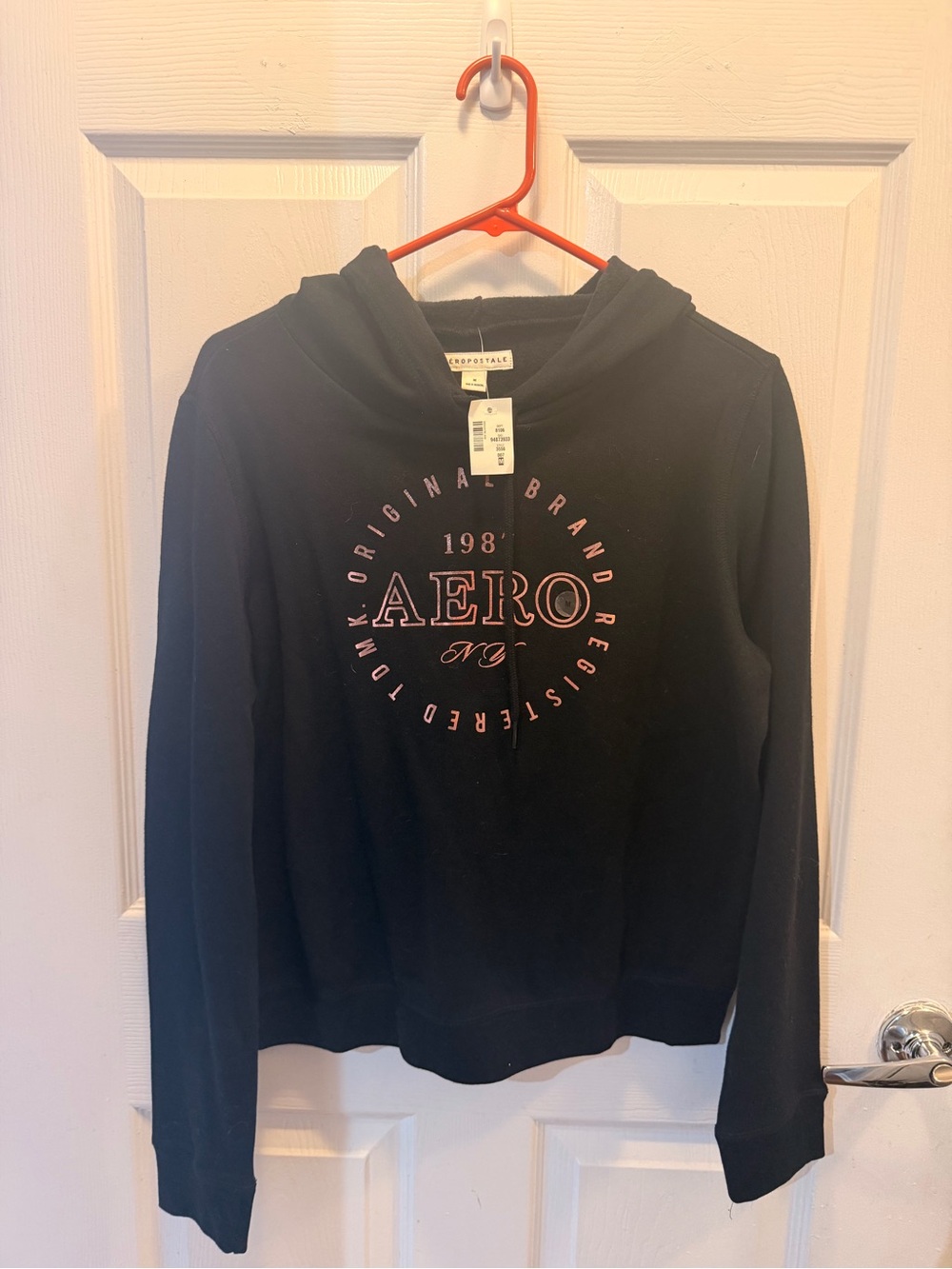 Aeropostale Black Hoodie Sweatshirt with Pink Logo